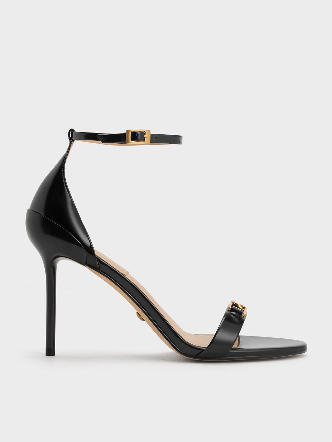 Black Boxed Gabine Leather Stiletto Heel Sandals | CHARLES & KEITH UK | Charles & Keith UK