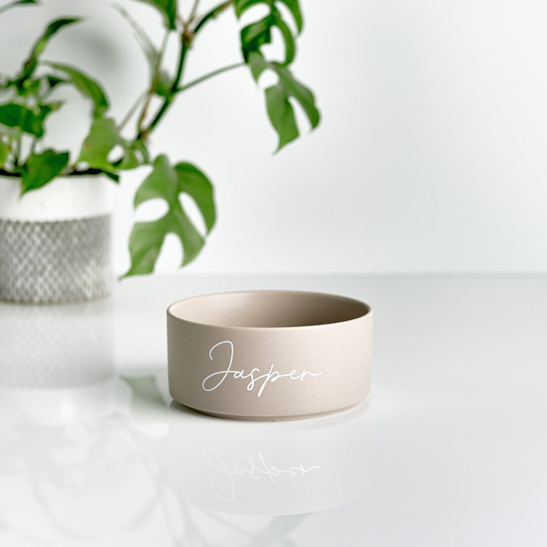 Ceramic Grey Personalised Pet Bowl Cats and Dog Feeding and - Etsy UK | Etsy (UK)