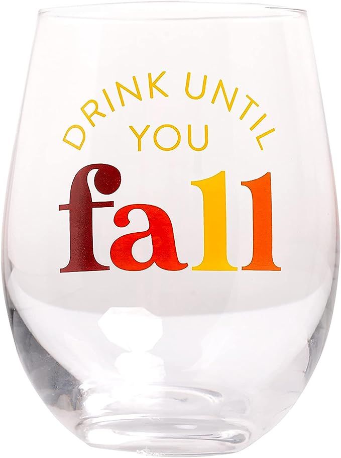 Pearhead Drink Until You Fall Stemless, Funny, 1 Count (Pack of 1), Whimsical Wine Glass, 15oz | Amazon (US)