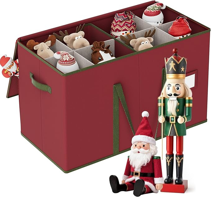 Christmas Figurine Storage Box for 15-Inch Figurines and Nutcrackers, Holiday Decor Organizer wit... | Amazon (US)