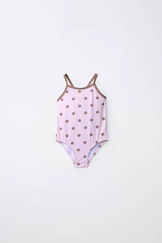 2-6 YEARS/ POLKA DOT SWIMSUIT WITH CONTRASTING PIPING | Zara US