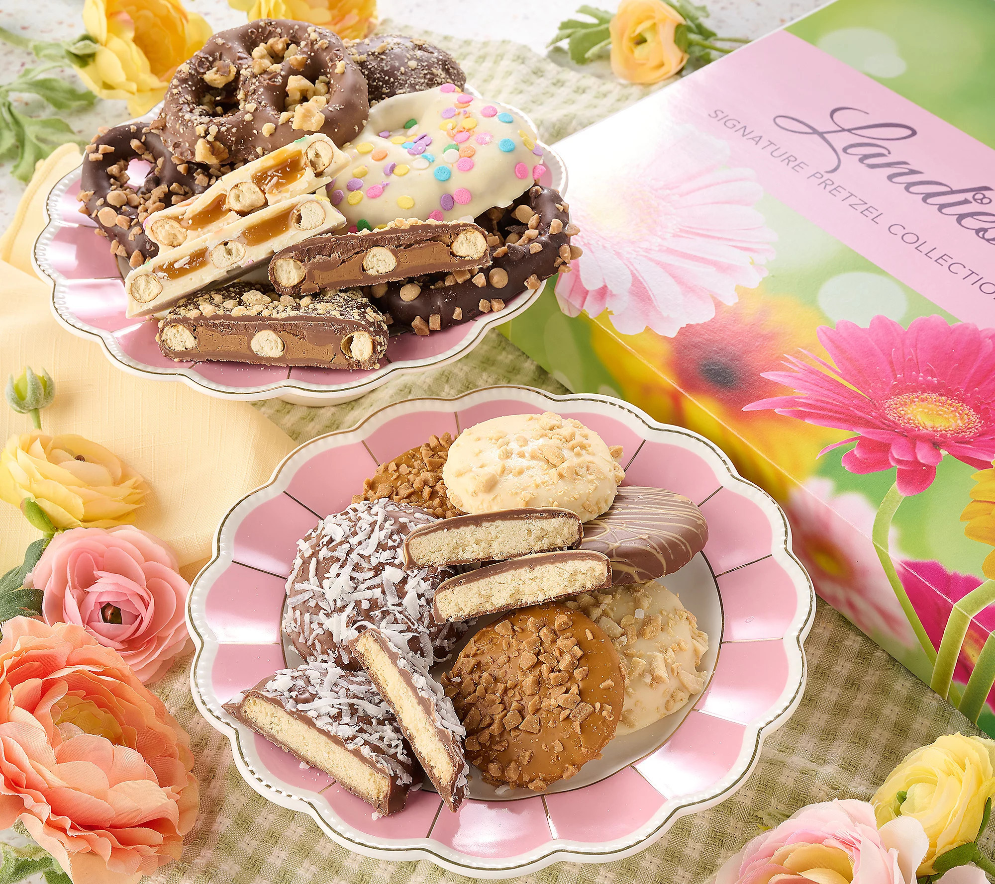 Landies Candies 16pc Choc Cookies Or Pretzels in Spring Box | QVC