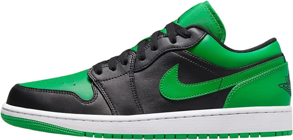 Nike Air Jordan 1 Low Men's Shoes Black/Black-Lucky Green-White 553558-065 10 | Amazon (US)