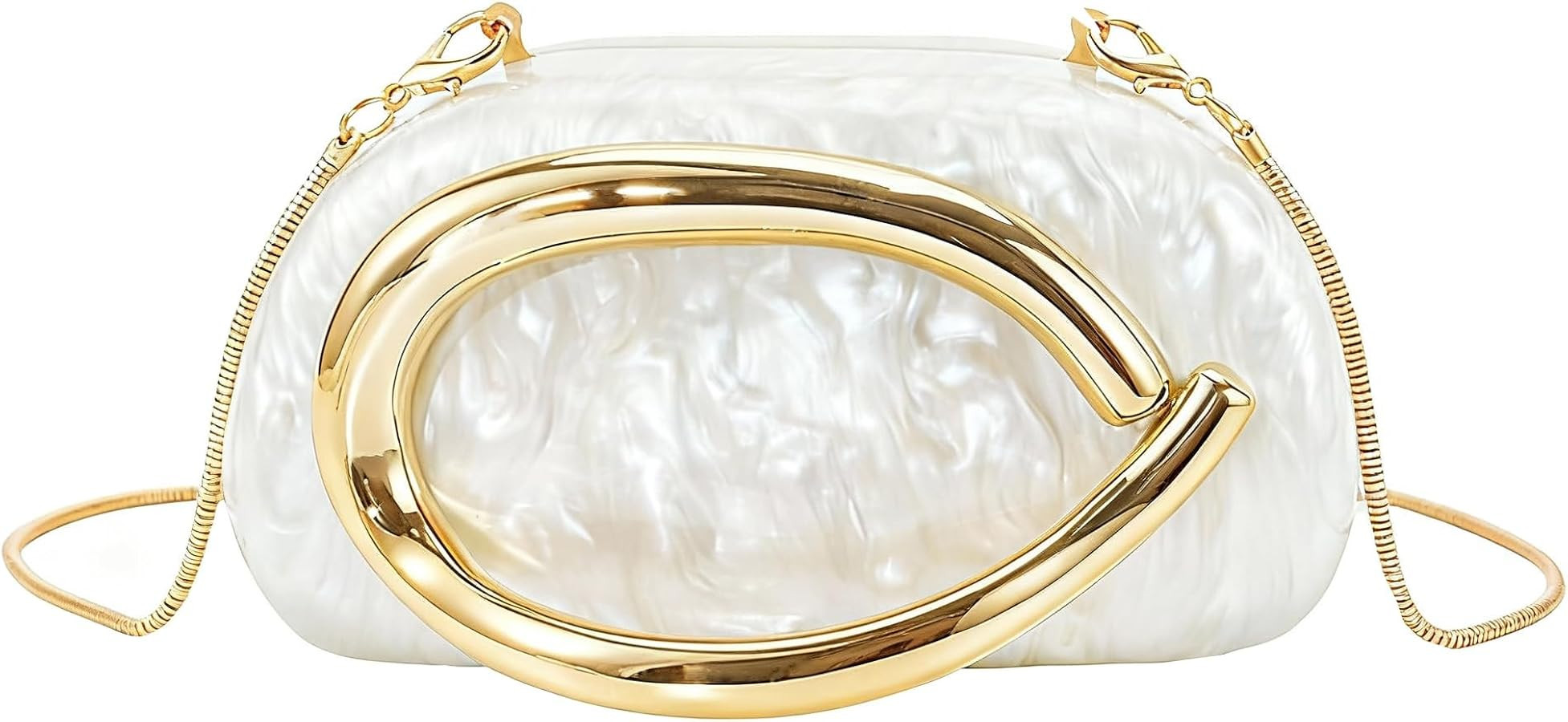 Acrylic Clutch Purse for Women Classic Round Evening Handbag Vintage Metal Handlebars Bag for Wed... | Amazon (US)