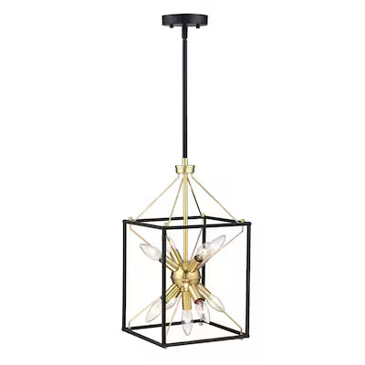Hukoro 9-Light Matte Black Finish Gold Painting Inside Modern/Contemporary Square Pendant Light | Lowe's