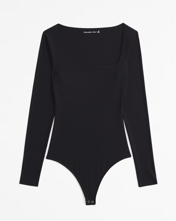 Soft Matte Seamless Long-Sleeve Squareneck Bodysuit | Abercrombie & Fitch (US)