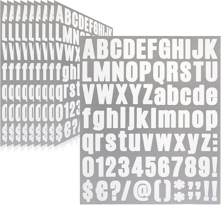 810 Pieces 10 Sheets Letter Stickers,Self Adhesive Vinyl Waterproof Mailbox Numbers Stickers,Alph... | Amazon (US)