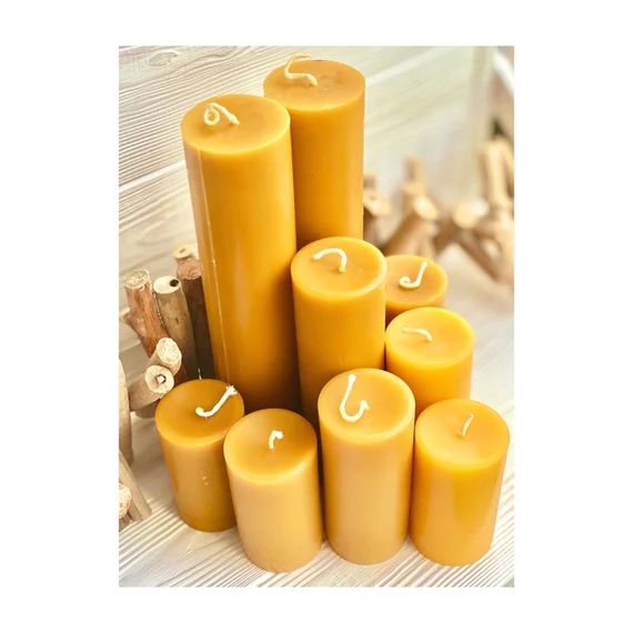 Beeswax Candle 2" Wide | Pillar Candle | Homemade Candles | Front Porch Decor - Prayer Candle - H... | Etsy (US)