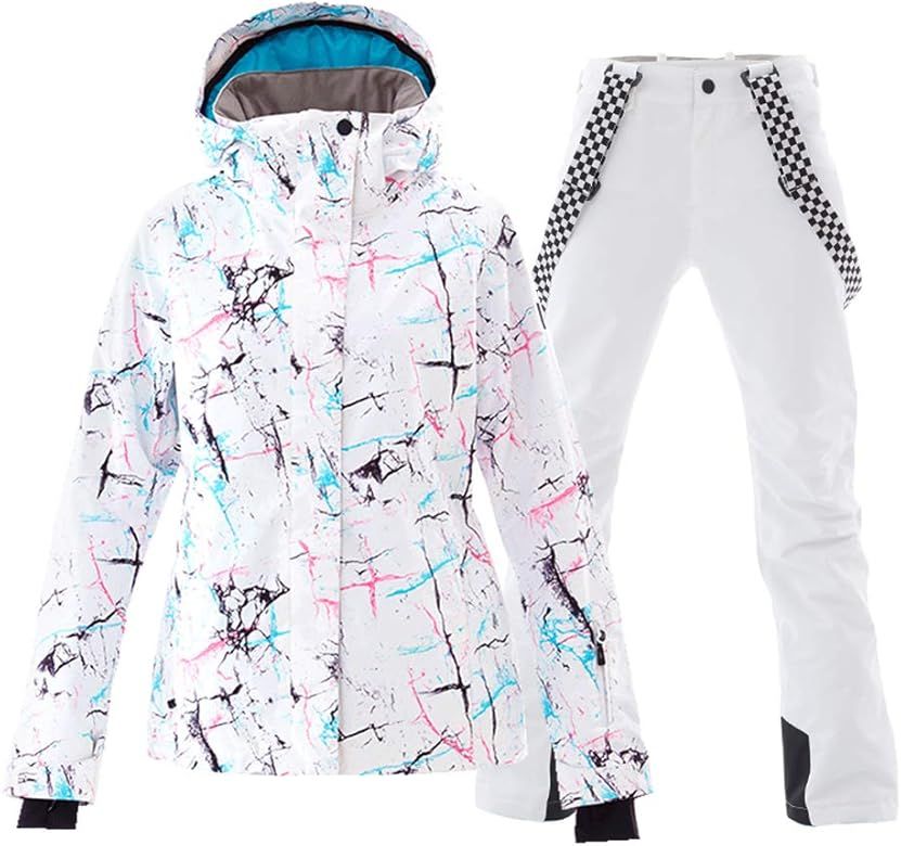 Women's Ski Jackets and Pants Set Windproof Waterproof Snowsuit | Amazon (US)