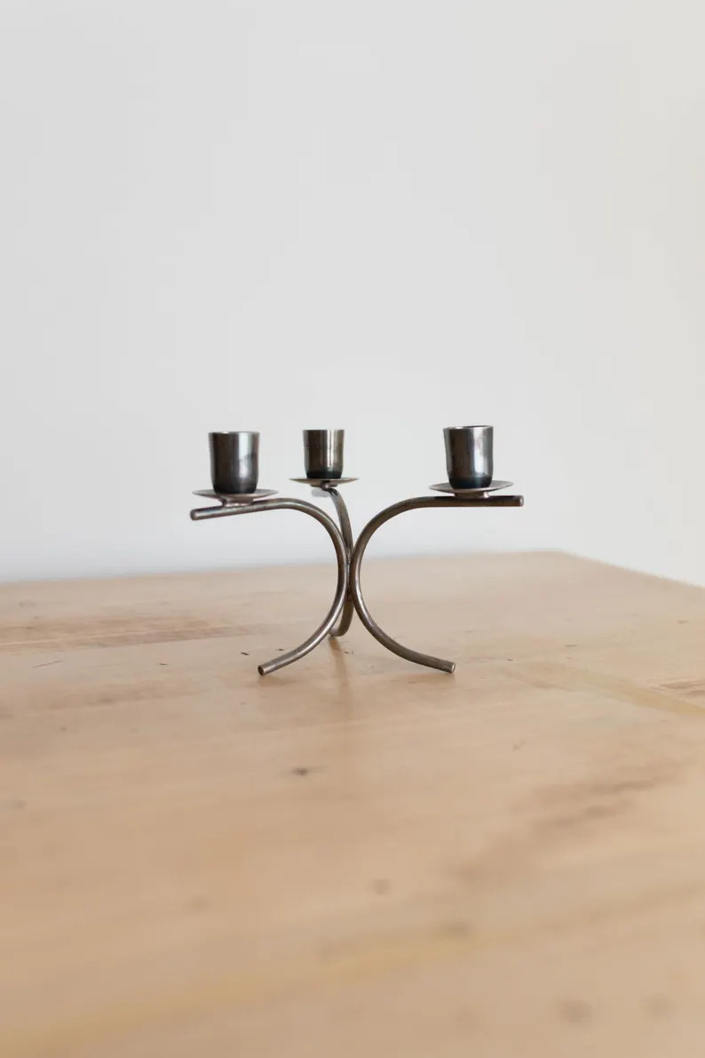 Vintage Silver Plated Candelabra by Berg - Danish Candle Holder | Etsy (Global)