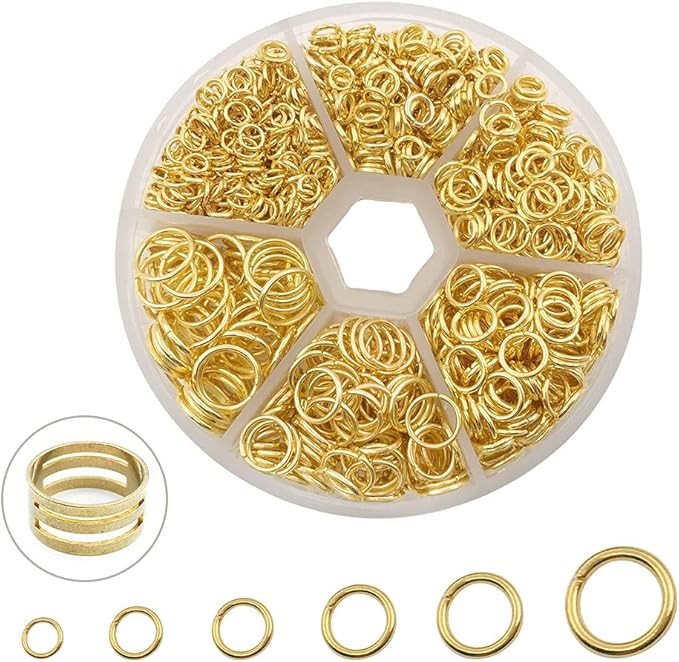 1500Pcs Mixed 6 Sizes Open Jump Rings,4mm 5mm 6mm 7mm 8mm 10mm Jump Ring Jewelry Keychain for Jew... | Amazon (US)