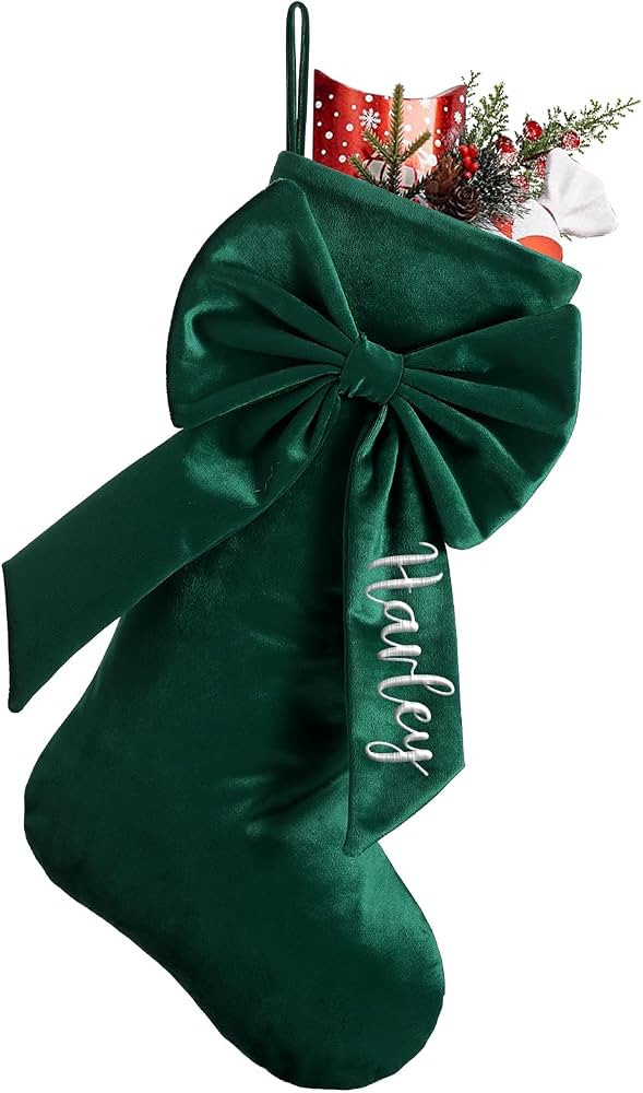 Personalized Christmas Velvet 18\u201d Stockings Custom Embroidered Name Stocks | Amazon (US)