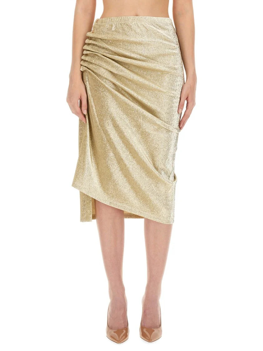 Draped Midi Skirt With Side Slit | Shop Simon