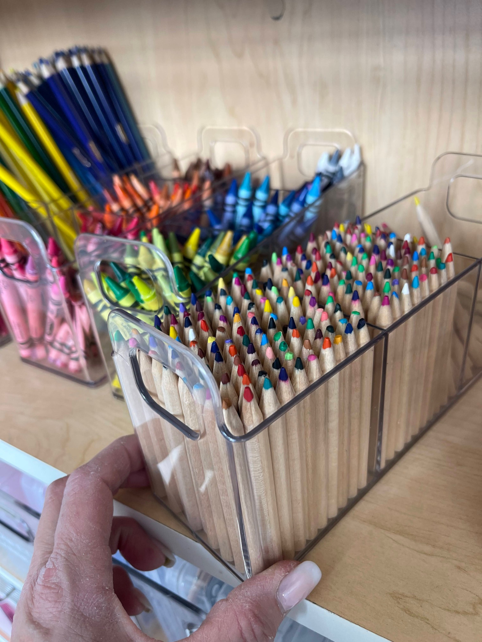 These worked perfectly for craft supplies in this little cupboard! Easy to access AND beautiful! 

#home #organize #crafts

#LTKhome