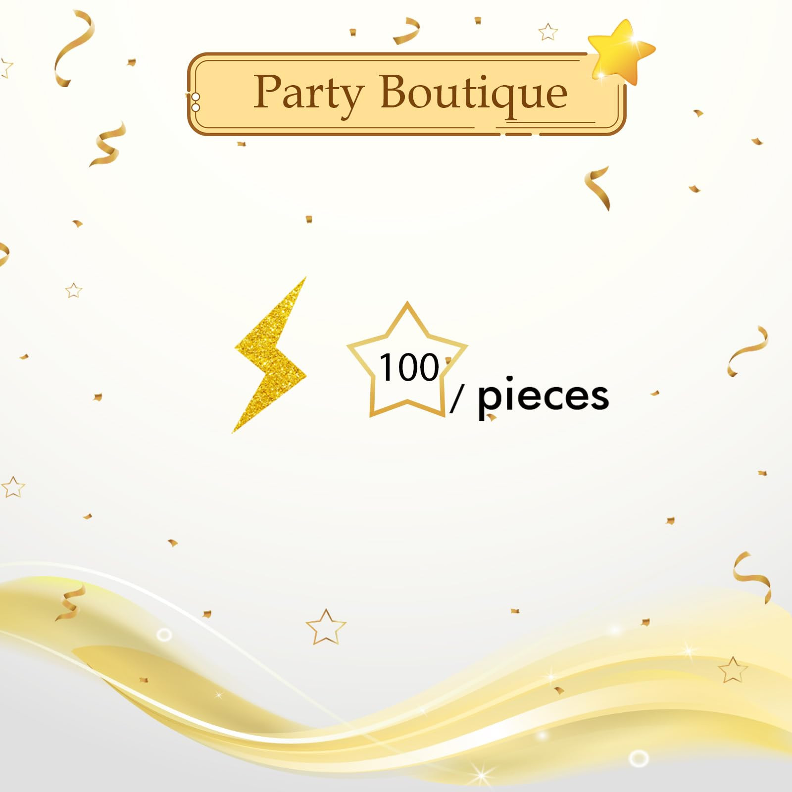 100pcs Gold Glitter Lightning Confetti for Baby Shower, Weather Themed Birthday Party Table Decor... | Amazon (US)