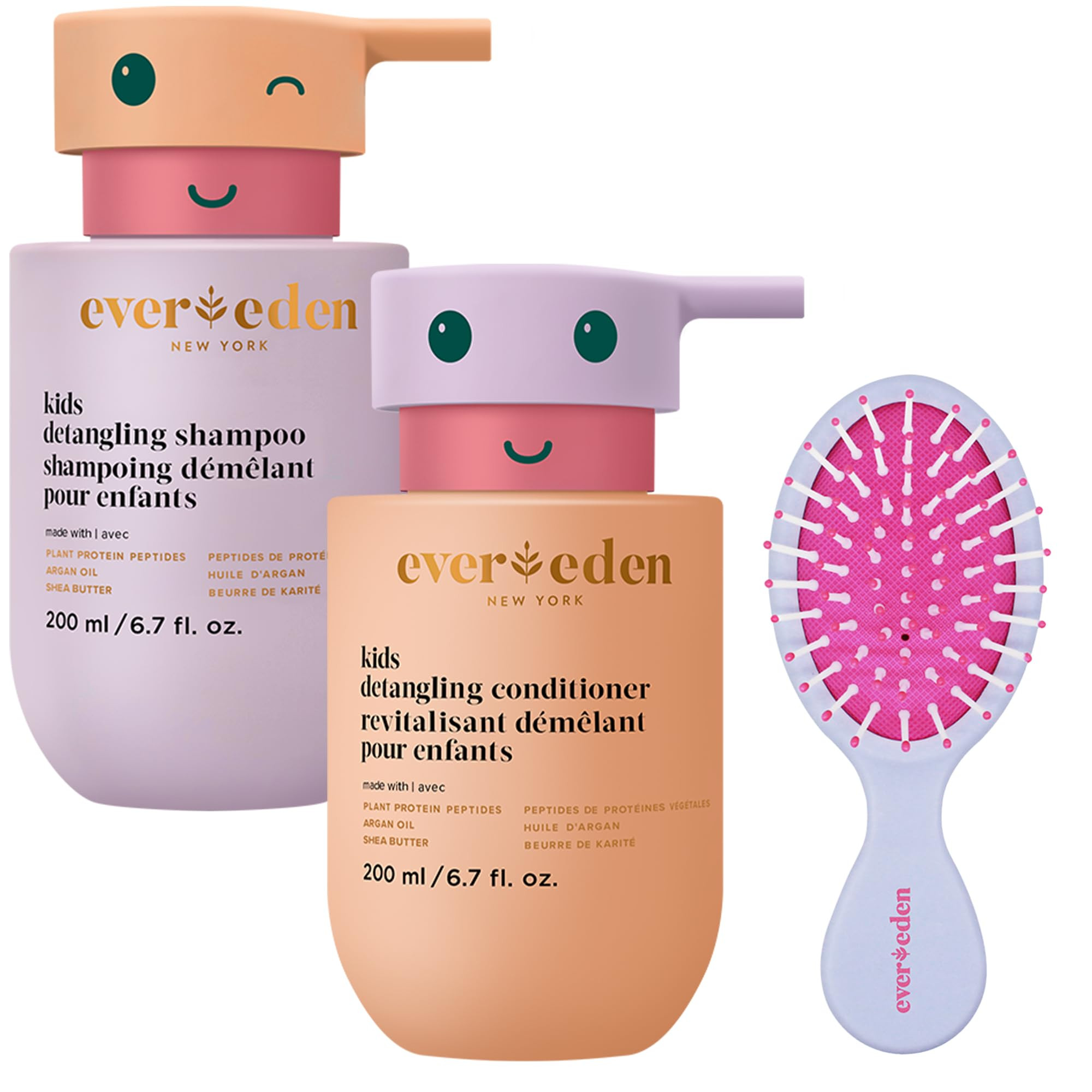Evereden Happy Hair Duo for Kids: Vegan Shampoo and Conditioner Set with Detangler Brush - Streng... | Amazon (US)
