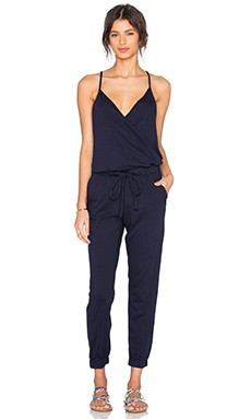Bobi Supreme Jersey Tied Waist V Neck Jumpsuit in Passport from Revolve.com | Revolve Clothing (Global)