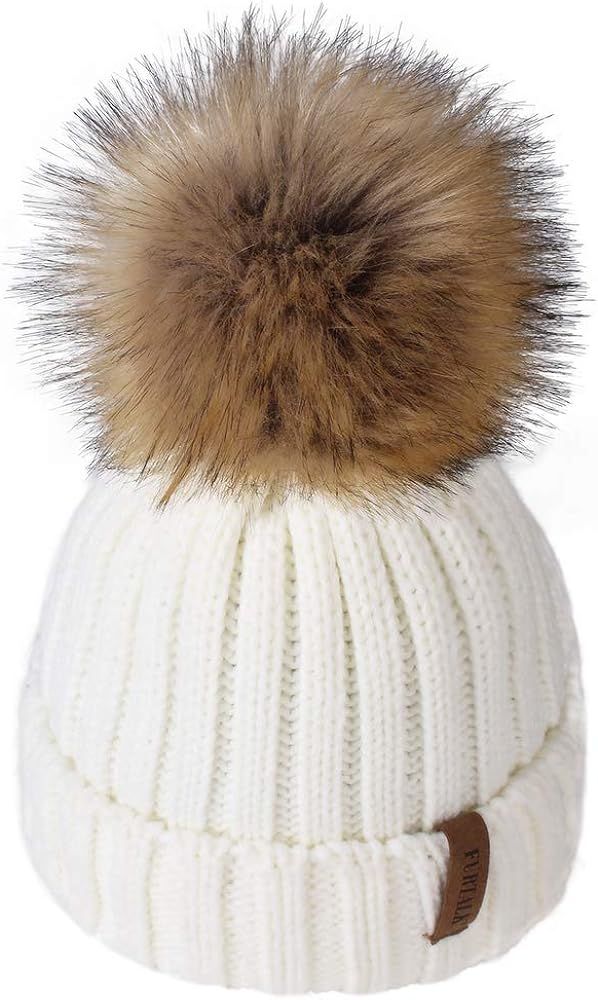 FURTALK Kids Winter Hat Toddler Knitted Pom Beanie Hat Cotton Lined Faux Fur Pom Pom Cap Baby Girls  | Amazon (US)