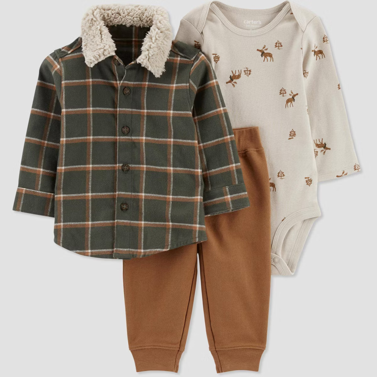 Carter's Just One You®️ Baby Boys' Plaid Shacket & Bottom Set - Brown 9M | Target