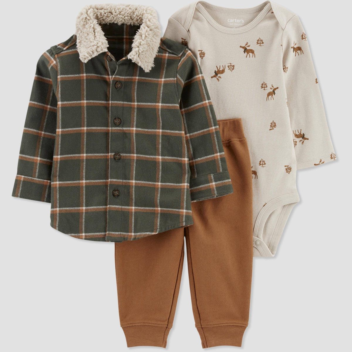 Carter's Just One You®️ Baby Boys' Plaid Shacket & Bottom Set - Brown | Target
