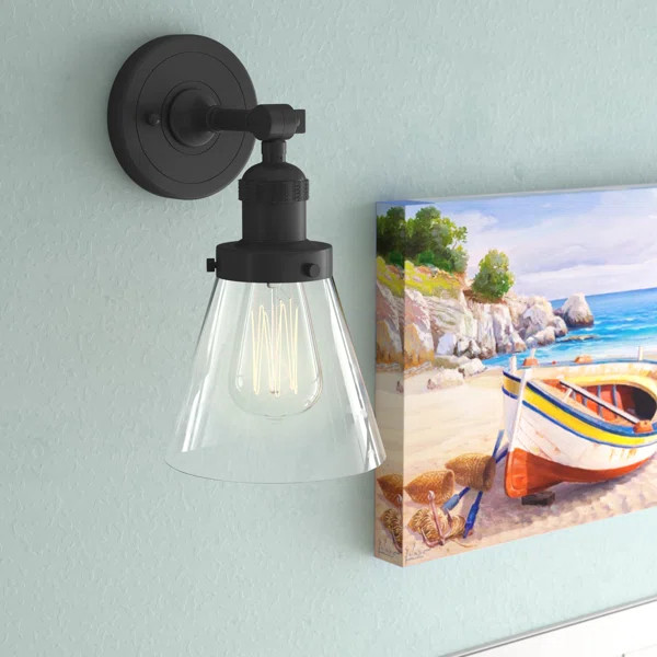 Louroukina Glass Cone Wall 1-Light Armed Sconce | Wayfair North America