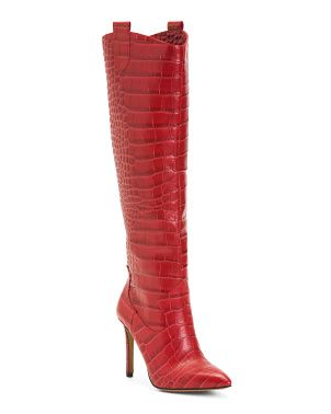 Croco Knee High Leather Boots | TJ Maxx