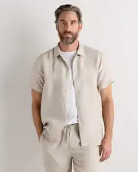 100% European Linen Camp Shirt in Flax | Quince