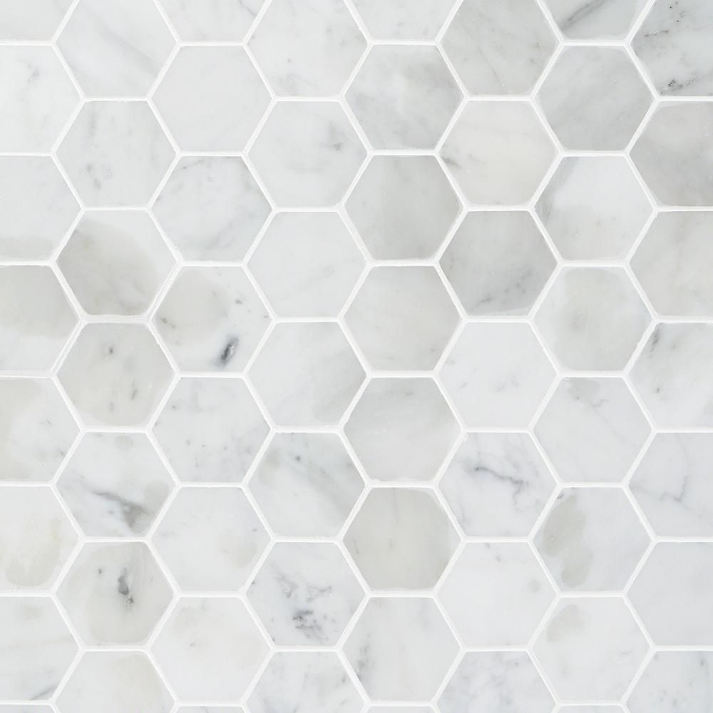 Ivy Hill Tile Hexagon White Carrera 12 in. x 12 in. x 8 mm Floor and Wall Tile | The Home Depot