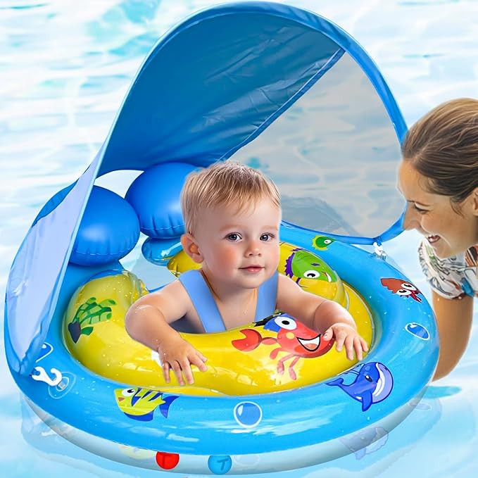 Baby Pool Swimming Float with Removable Canopy & Adjustable Seat - UPF50+ Sun Protection, Double ... | Amazon (US)