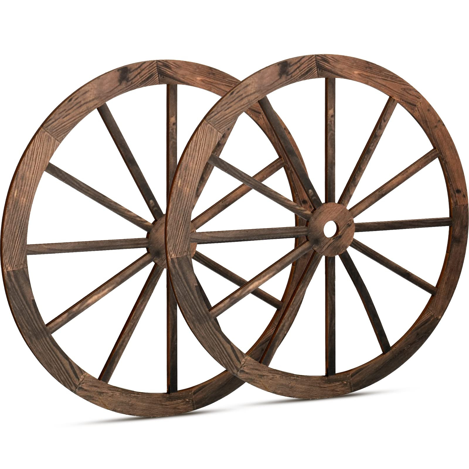 2 Pcs Wagon Wheel Decor Wooden Western Cowboy Party Decorations Vintage Rustic Wagon Wheel Wood C... | Amazon (US)