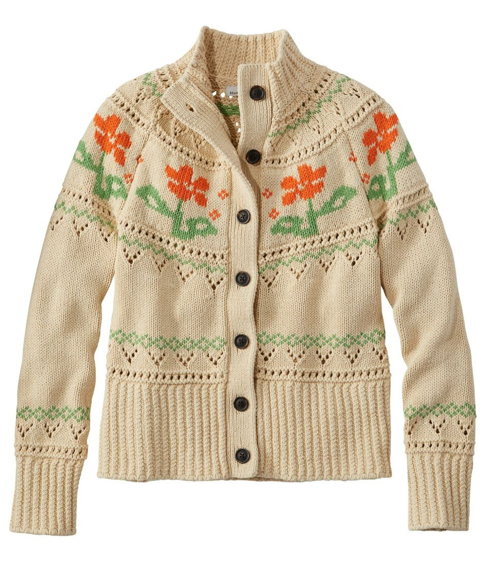 Women's Signature Cotton Fisherman Sweater, Short Cardigan Fair Isle | L.L. Bean