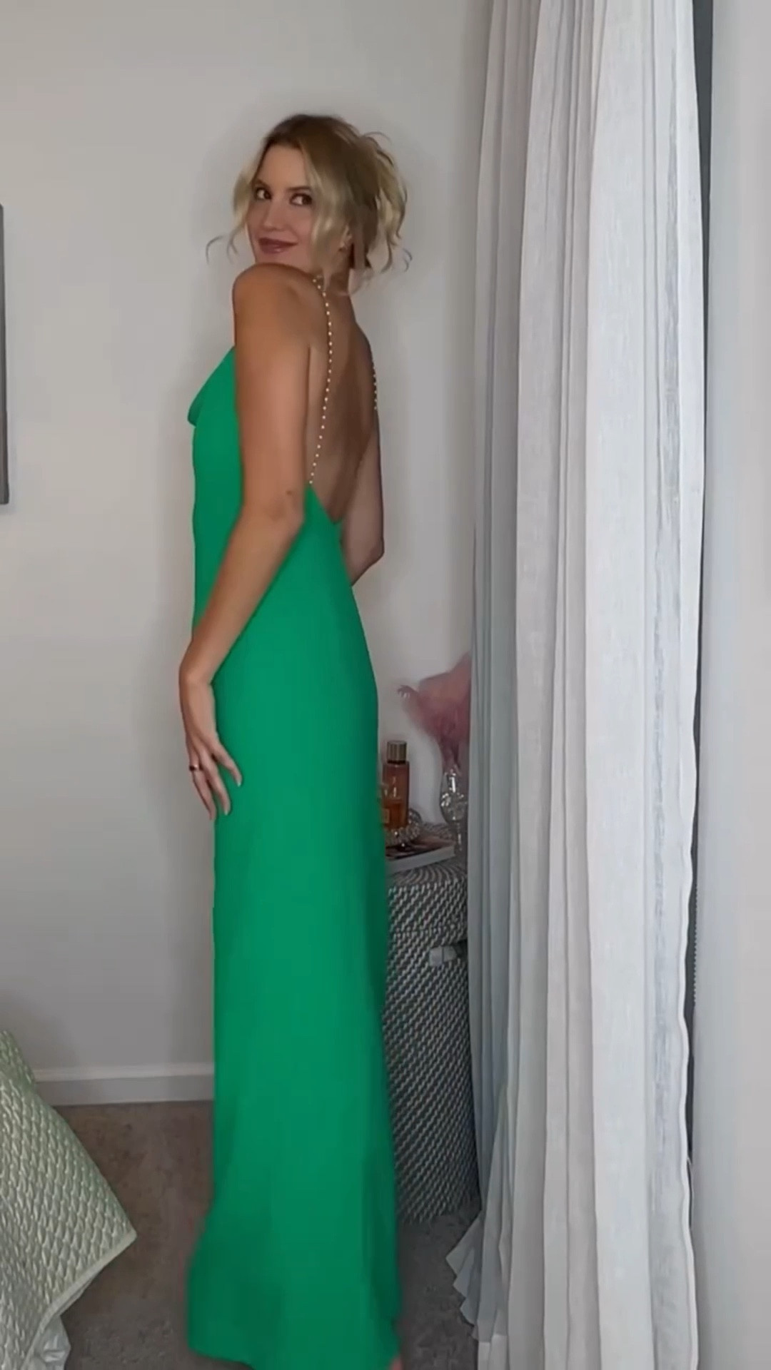 Gorgeous green sheath dress with dainty pearl straps. Perfect wedding guest dress 👗 

#LTKSeasonal #LTKWedding #LTKParties