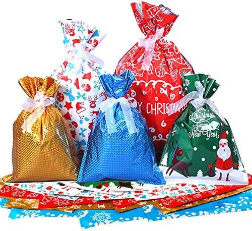 Christmas Gift Bag Set Assorted Styles Holiday Wrapping Bags Christmas Goody Bag for Christmas Pa... | Amazon (US)