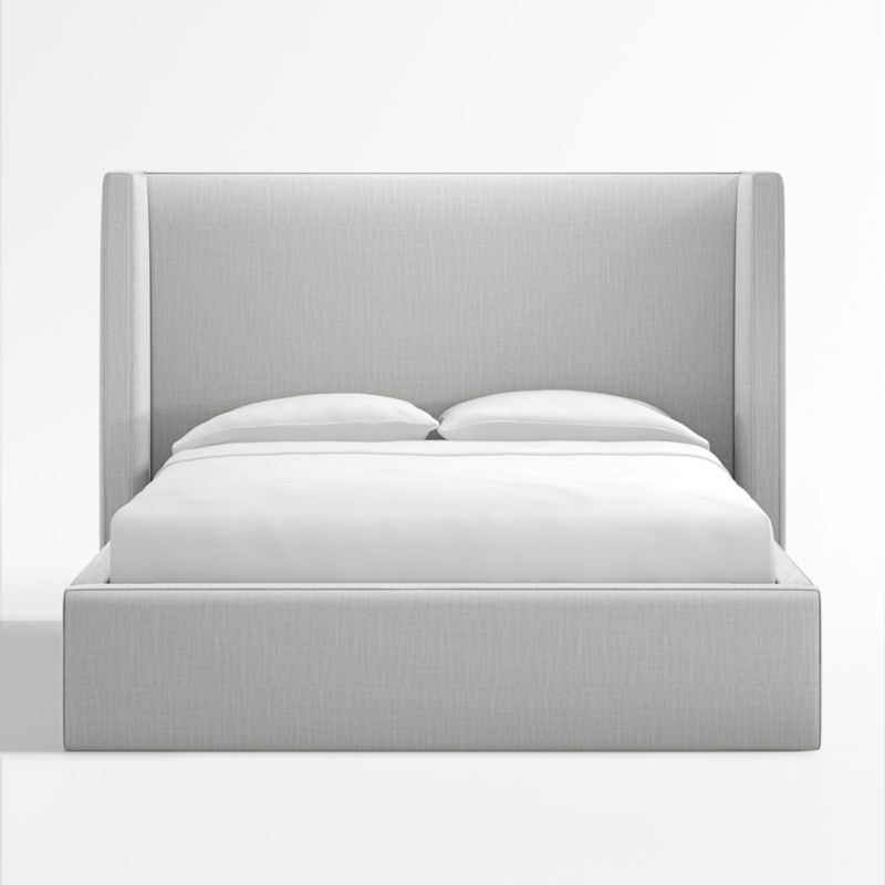 Arden Linen Oyster Grey Upholstered Queen Bed with 52" Headboard + Reviews | Crate & Barrel | Crate & Barrel