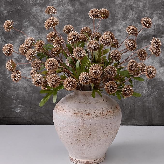 10pcs Fake Silk Pompon Mum Artificial Flowers, Bulk Faux Mini Chrysanthemums, for Centerpieces We... | Amazon (US)