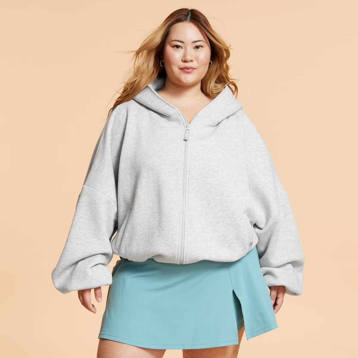 Blogilates Women's Marshmallow Full Zip Hooded Sweatshirt - Steel Blue 3X | Target