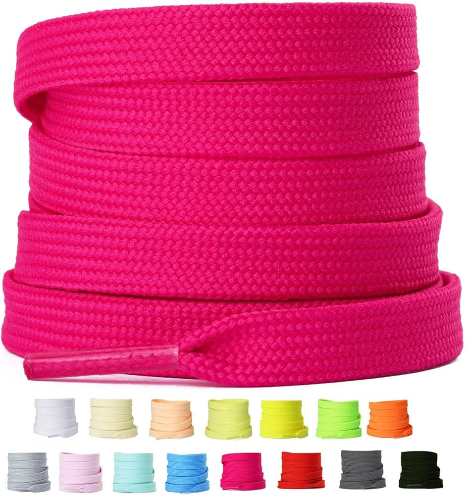 Olukssck 2 Pairs Flat Shoe Laces for Sneakers, 5/16'' Athletic Shoelaces | Amazon (US)