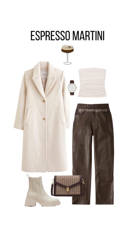 Cocktail inspired fall or winter outfit

Brown leather pants, long beige blazer winter coat, Abercrombie, brown purse, fall booties, fall work outfit idea, date night, going out outfit 

#LTKstyletip #LTKfindsunder50 #LTKworkwear