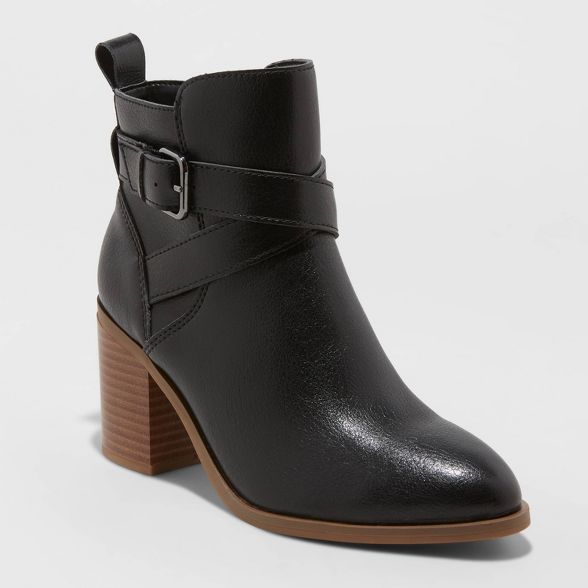 Women's Lottie Heeled Buckle Ankle Bootie - A New Day™ | Target