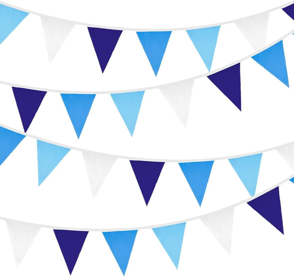 GCQQ 12M/40Ft Royal Blue Pennant Banner Flags 42Pcs Blue Party Decoration Garland Cotton Triangle... | Amazon (US)
