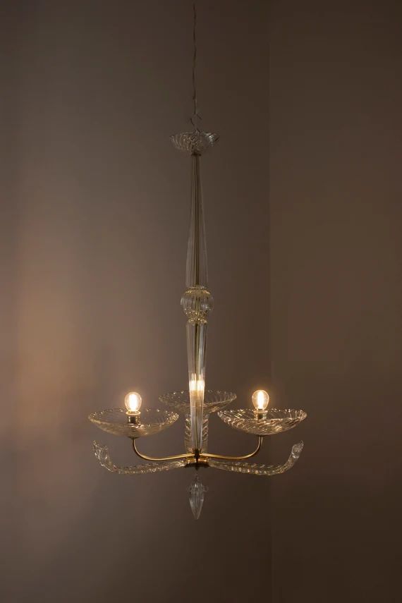 Barovier & Toso Murano Glass Chandelier 3 Lights 1930s / - Etsy | Etsy (US)