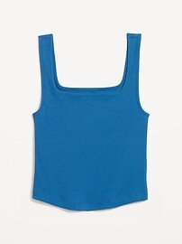 Fitted Square-Neck Ultra-Cropped Rib-Knit Tank Top for Women | Old Navy (US)