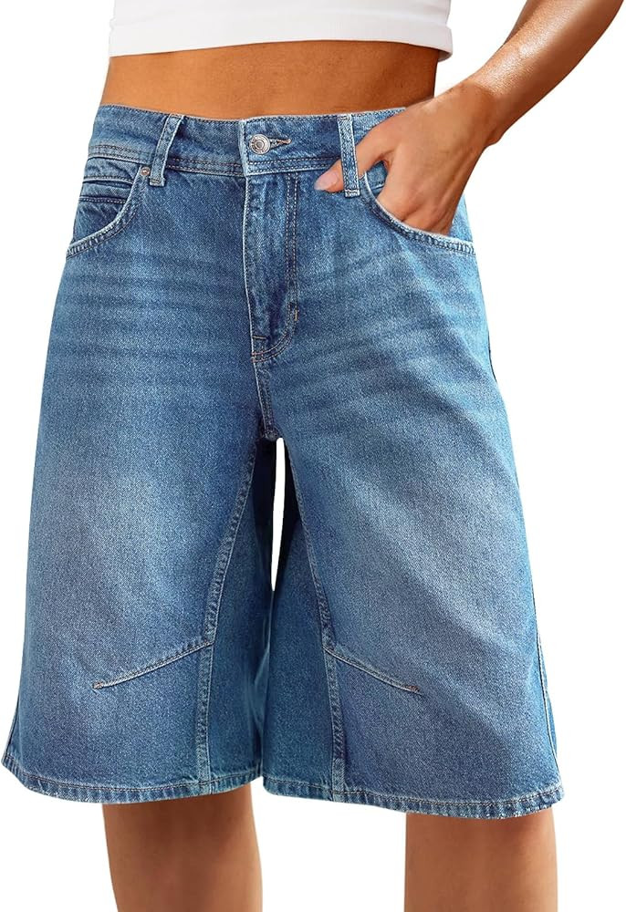 Cicy Bell Womens Summer Wide Leg Denim Shorts Casual Loose Mid Rise Jorts Bermuda Knee Length Jea... | Amazon (US)