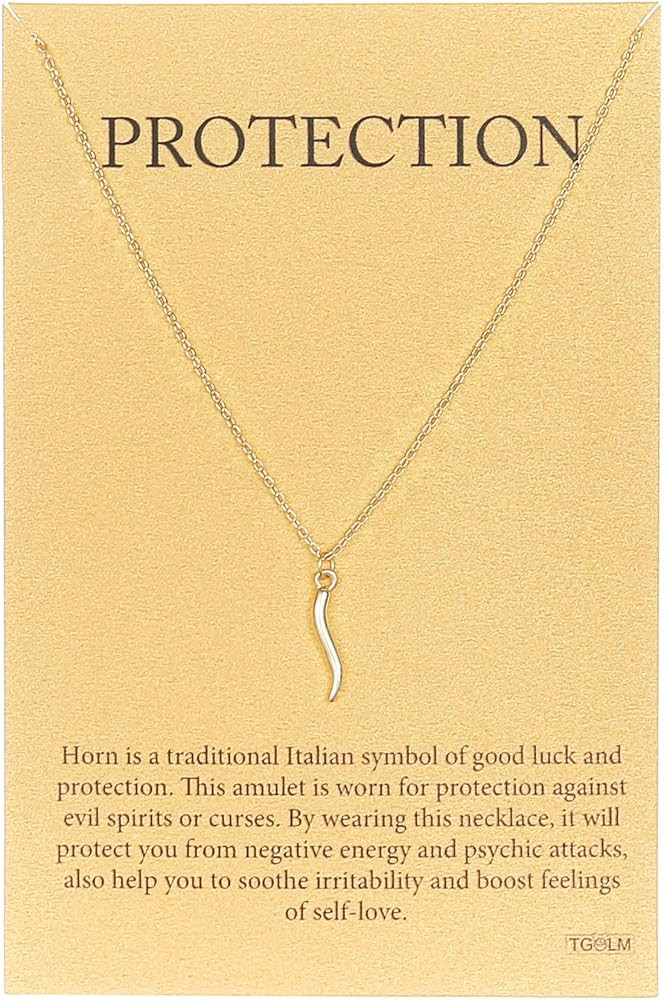 Cute Italian Horn Pendant Necklace for Women Protection Amulet Jewelry 18K Gold plated | Amazon (US)
