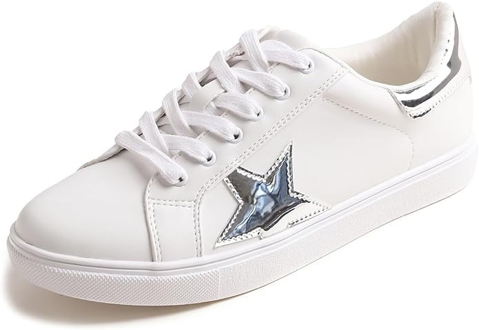 FEVERSOLE Women's Featured PU Leather Colorful Lace Up Sneaker | Amazon (US)