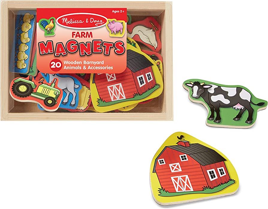 Melissa & Doug 20 Wooden Farm Magnets in a Box - Cute Barnyard Animal Fridge, Refrigerator Magnet... | Amazon (US)