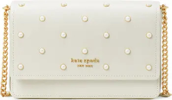 morgan imitation pearl flap chain wallet | Nordstrom