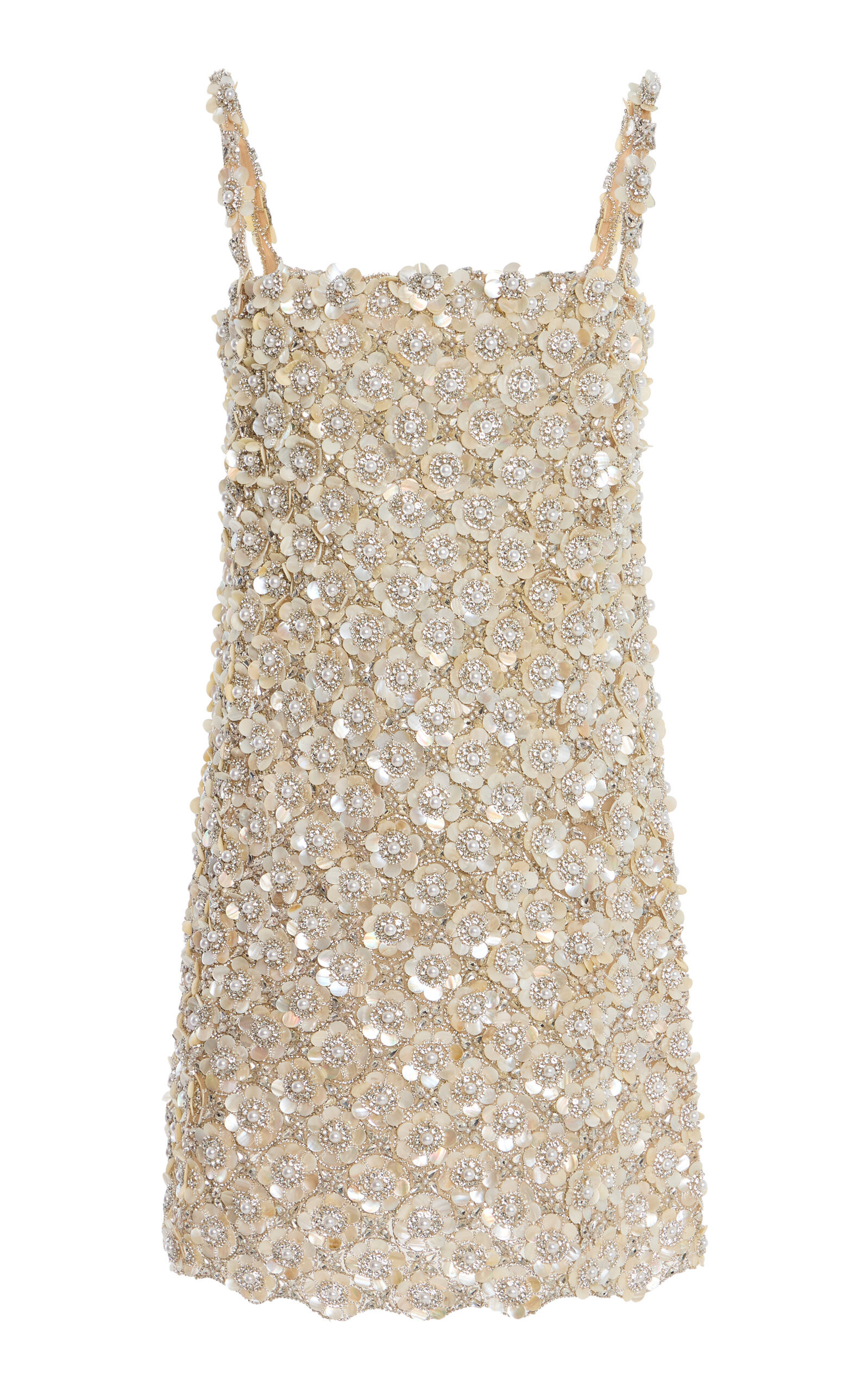 Oscar de la Renta - Mother-of-Pearl Embellished Mini Dress - Silver - US 0 - Moda Operandi | Moda Operandi (Global)