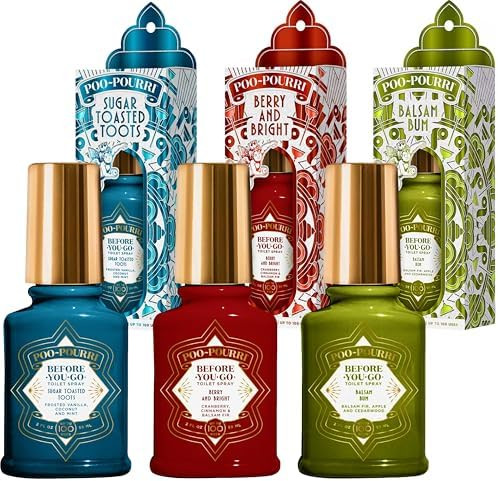 Poo-Pourri Toilet Spray, Holiday Pack Gift Set - Berry and Bright Balsam Bum and Sugar Toasted To... | Amazon (US)