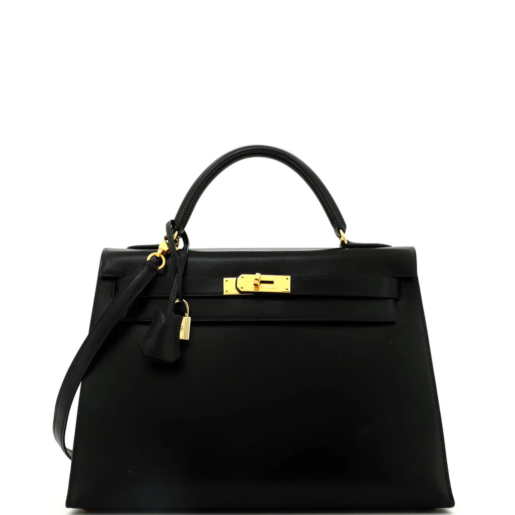 Hermes Kelly Handbag Black Box Calf with Gold Hardware 32 Black 3400216 | Rebag